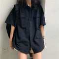 New Fashion Short Sleeve Shirt Women White Turn Down - View 5 | SAMAG