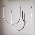 Living Room Study Modern New Lines U shaped Designer Restaurant Exhibition Hall Chandelier LED Industrial Wind Belt Creativity