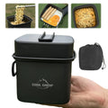2 In 1 Folding Frying Pan Cooking Pot Aluminum Alloy Camping Cookware Set Barbecue Square Pot Pan for Fishing Hiking Riding