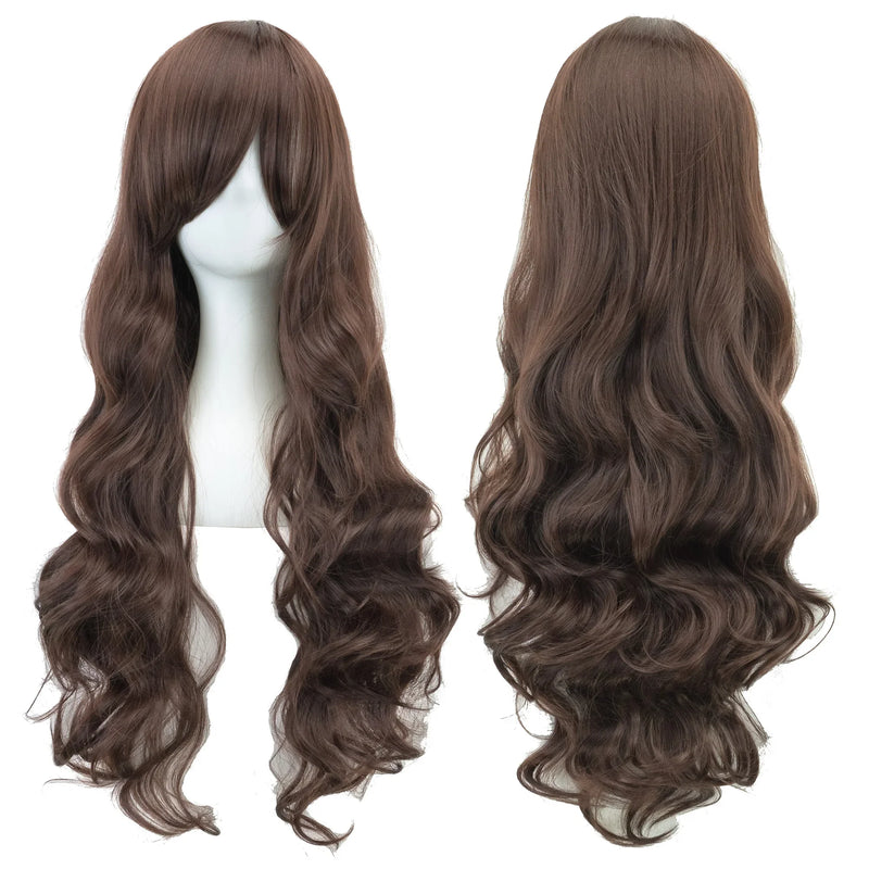 Soowee Curly Long Synthetic Hair Green Wig Hairpiece Pink Black Party Hair Cosplay Wigs for Women