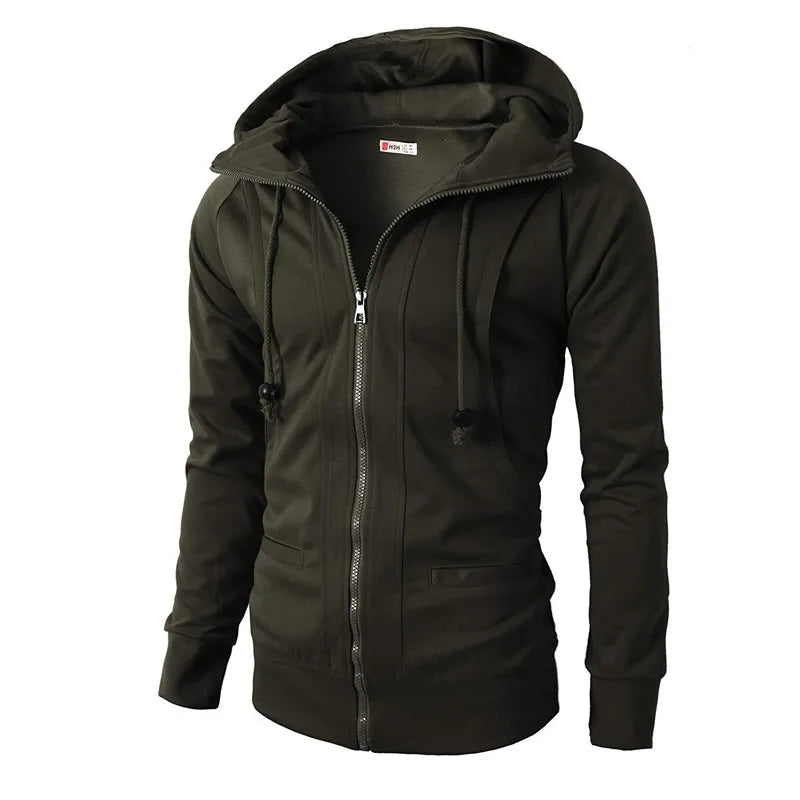 2025 Men Hoodies Sports Jacket Zipper Fitness Hooded Men's Sweatshirt Casual Male Solid Color Spring Outerwear Clothing MY042