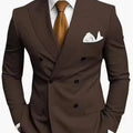 High Quality Brown Men Suits 2024 Double Breasted Bespoke Wedding Suit Peaked Lapel Formal Blazer Slim Fit 2 Piece Jacket Pants