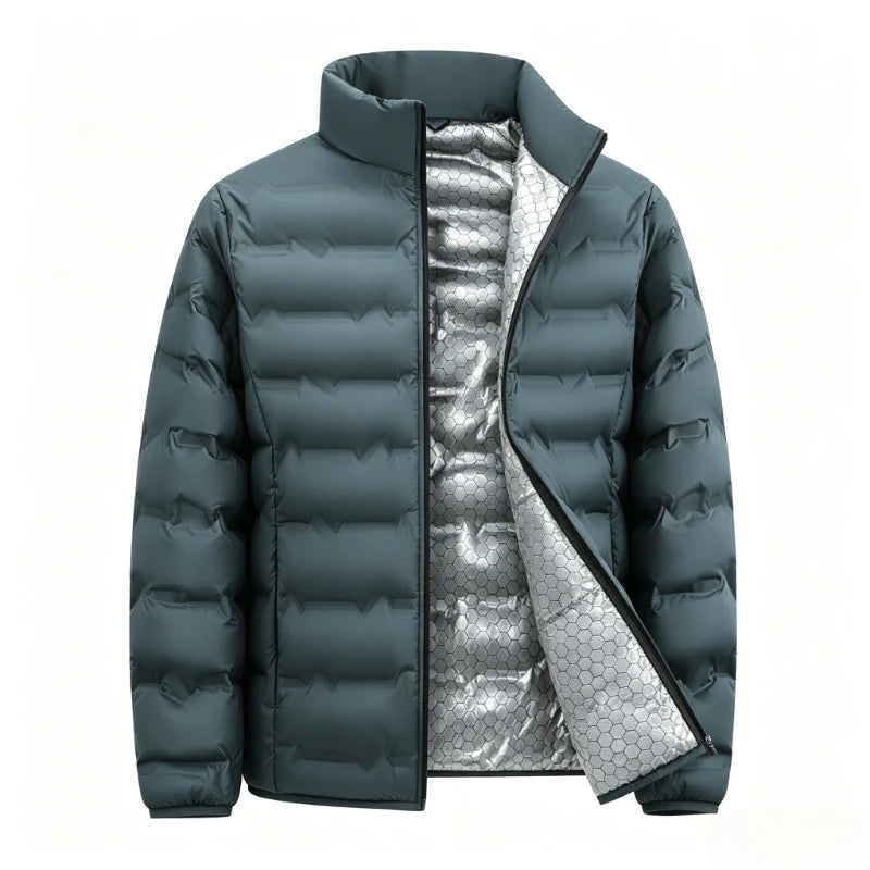 Graphene Self-heating Parka Jackets Men Solid Windproof Cotton Down Jackets Man Stand Collar Parkas Winter Padded Down Coat Male