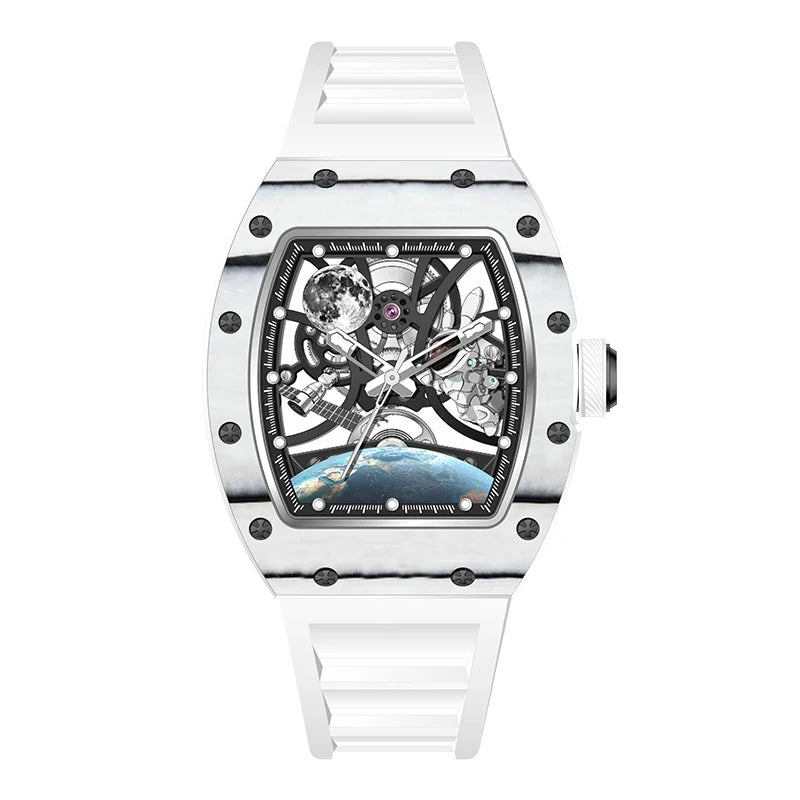 Hot Selling New High Quality Barrel Case Automatic Watch Stylish Sports Silicone Strap Mechanical Business Casual Watches
