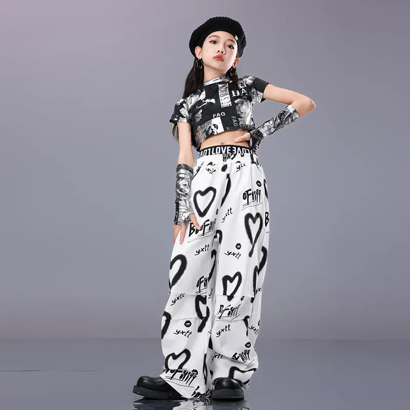 Hip Hop Kids Cool Crop Top Street Dance Love Pants Girls | SAMAG