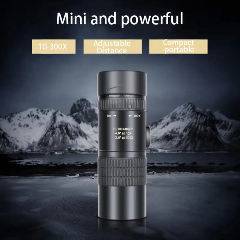10-300x40 Zoom Professional Telescope Monocular HD Portable Strong Long Range Monocular For Hunting Hiking Camping Travel Sports