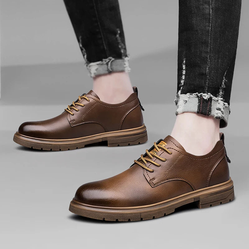 52/2000  CLOHOO handmade men's shoes business casual leather shoes breathable soft sole comfortable classic lace-up men's shoes
