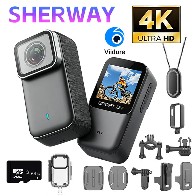 4K HD Action Camera HD EIS Magneti Pocket Video Camera 30m Waterproof WiFi Motorcycle Cam Sport Video Recorder with Memory Card