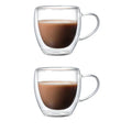 250ml Double Wall Transparent Glass Coffee Cup with Handle Double-layer Heat Insulation High Temperature Juice Milk Cup