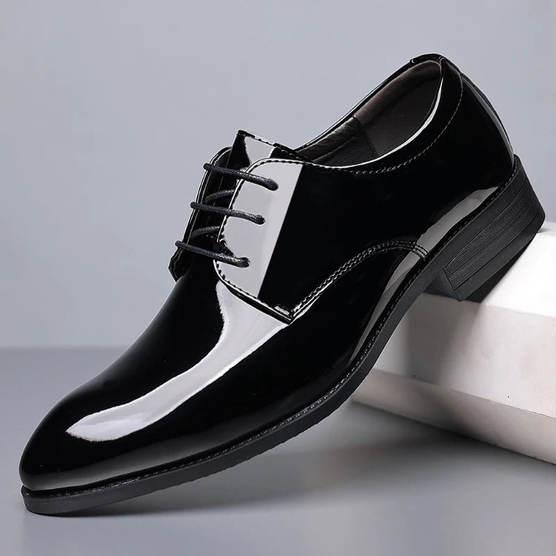 Spring British Style Formal Dress Shoes Black Business Oxfords For Groom Wedding Office Comfortable Big Size Footwear Non Slip