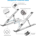 Foldable Aluminum Laptop Stand, 7-Level Adjustable Height, Anti-Slip Silicone Pads, Portable for 10-15.6 Inch Laptops & Tablets