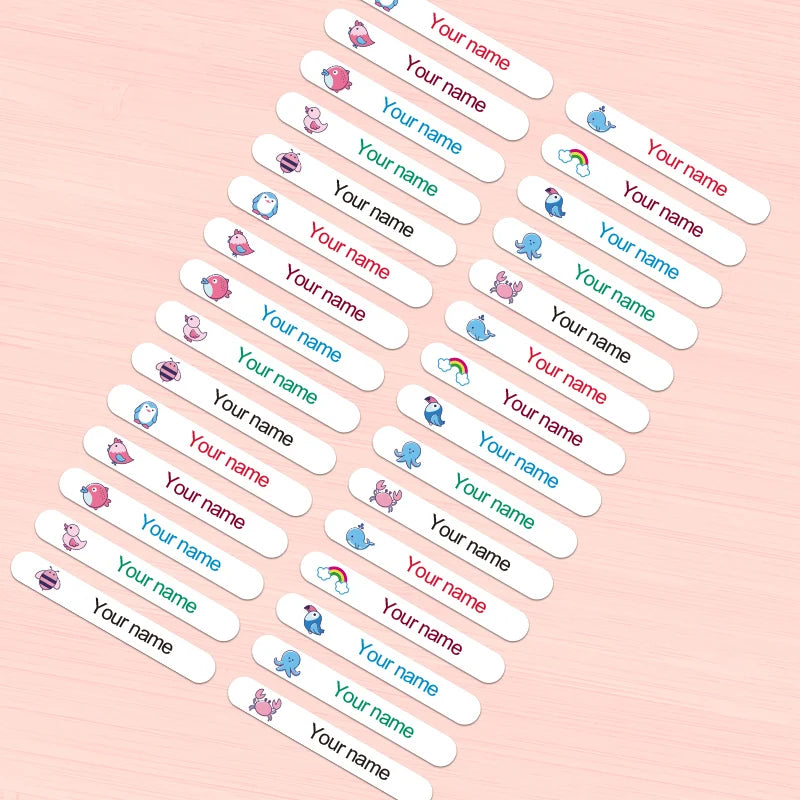 Custom Name Stickers for Water Bottles & School Supplies - Personalized Durable Labels with Colors, Waterproof & Eco-Friendly