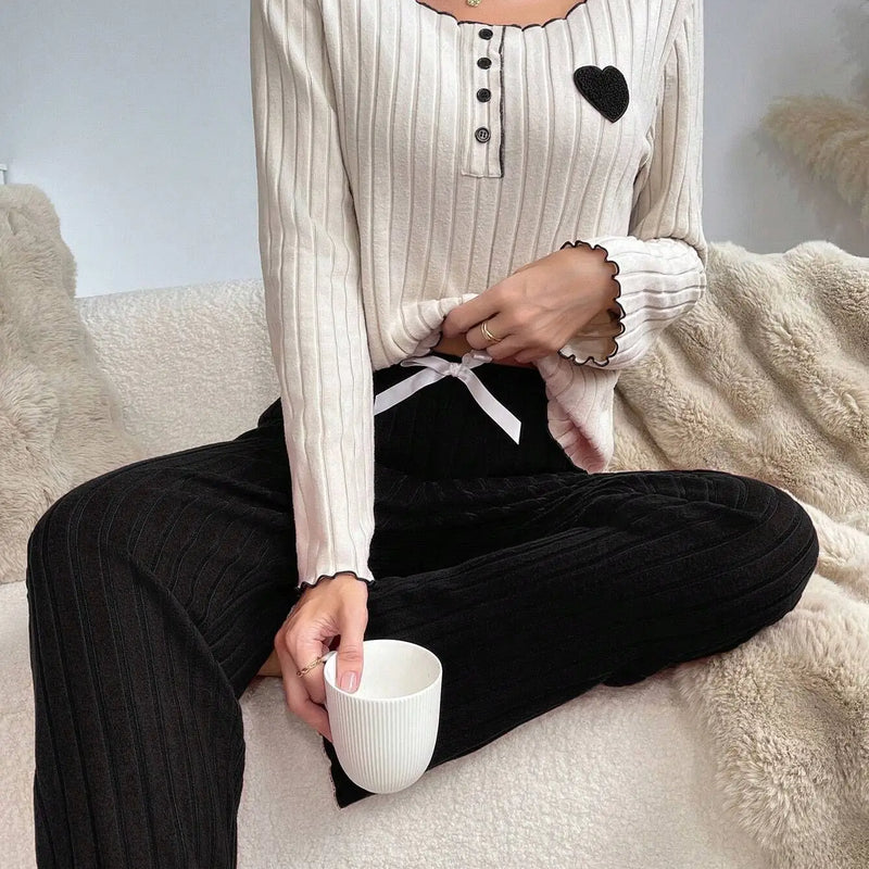 Women Autumn Winter Sleepwear Casual Long Sleeve Heart | SAMAG