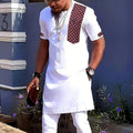 New 2Pc African Traditional O - Neck Outfit Dashiki Muslim Costume For Men Luxury Brand Clothing Full Pant - View 5 | SAMAG