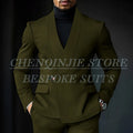 Chic Shawl Lapel Green Suits for Men High Quality Slim Fit Wedding Costume Homme Customized 2 Piece Jacket Pants Outfits Terno