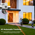 4 Lens Outdoor 360° Surveillance Solar Camera 20MP 60X Optical Zoom 4G SIM Home Security PTZ Auto Track AOV 24/7 Record CCTV Cam