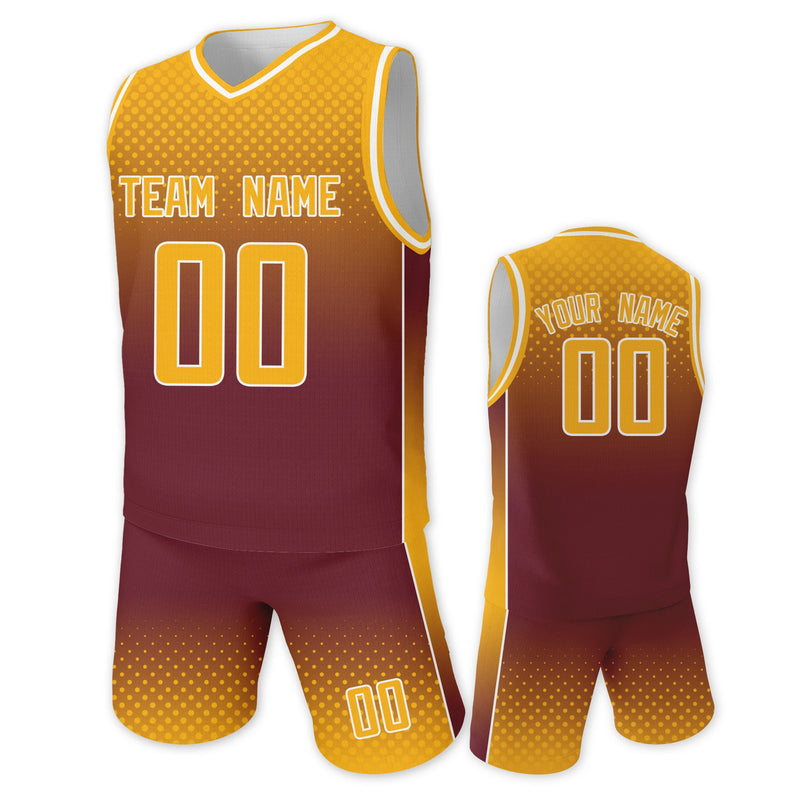 Custom Red Black Sports Basketball Training Uniforms Kids Boys Girls Basketball Jersey and Shorts Kit Printed Team Name Number