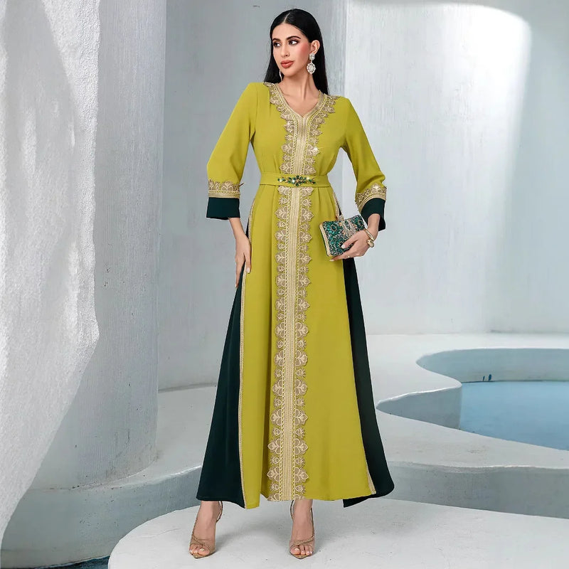 Eid Diamonds Abayas for Women Luxury Dubai Kaftan Muslim Evening Party Maxi Dress Turkey Kaftan Morocco Caftan Femme Musulmane