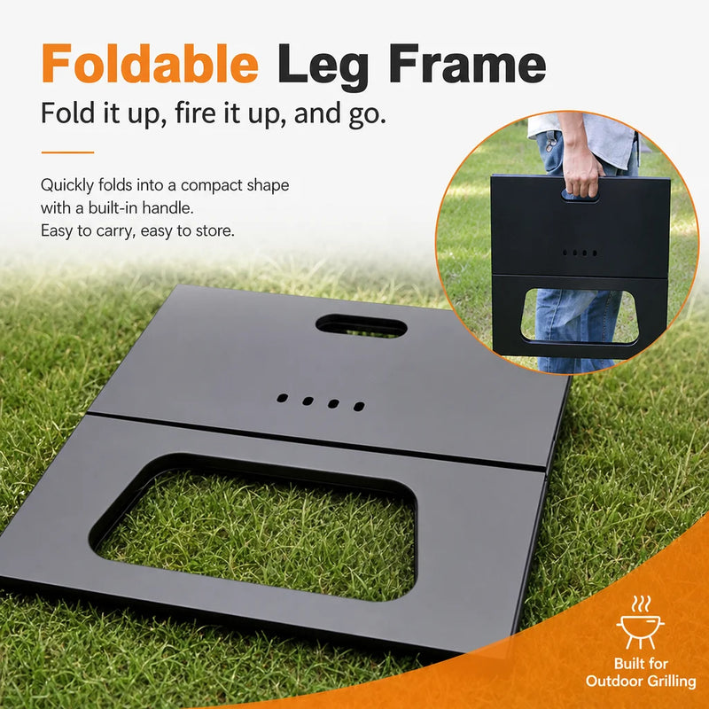Portable folding barbecue grill with ventilation design for 3-5 people evenly heated essential for camping and picnicking
