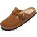 Shevalues Women's Vegan Leather Clogs Mens Comfortable Cork Footbed Mules Fashion Slip on Unisex Potato Shoes with Arch Support