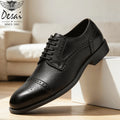 Desai Men's 2026 Cap Toe Brogue Oxford Shoes Genuine Leather Lace Up Formal Business Wedding Dress Shoes