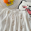 Cartoon Hello Kitty Summer Cardigan Lapel Women's Pajama Set Cloud Cotton Cute Printed Casual Loungewear Three-piece Set