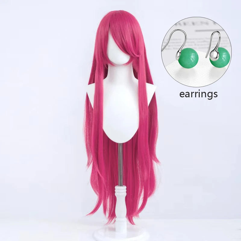Classic Anime Poke Jessie Cosplay Wig 100cm Rose Red Pink Heat Resistant Synthetic Hair For Women Halloween Party Carnival Props