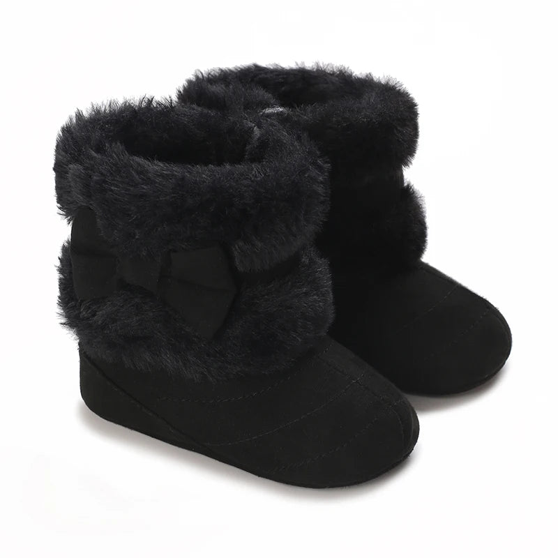 Winter Rubber Sole Baby Girls Boots Cute Bow Warm Plush - View 8 | SAMAG