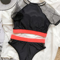Sexy Mesh Tankini Patchwork High Waist Swimsuit O-neck | SAMAG