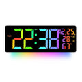 17" Large Digital Alarm Clock with 11Colors & Dynamic RGB Display RGB LED Wall Clock with Colour Changing/Dual Alarm/Room Decor