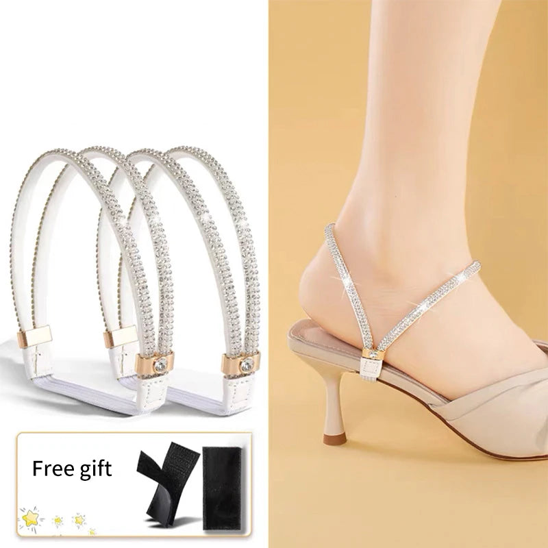 Ankle Holding Loose Anti-skid Bundle Laces Tie Straps Band Women Rhinestone Shoelaces Free Triangle Bundle High Heels Shoe Belt