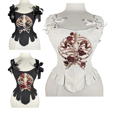 Embroidery Rib Rose Bones Lace Corset Burlesque | SAMAG