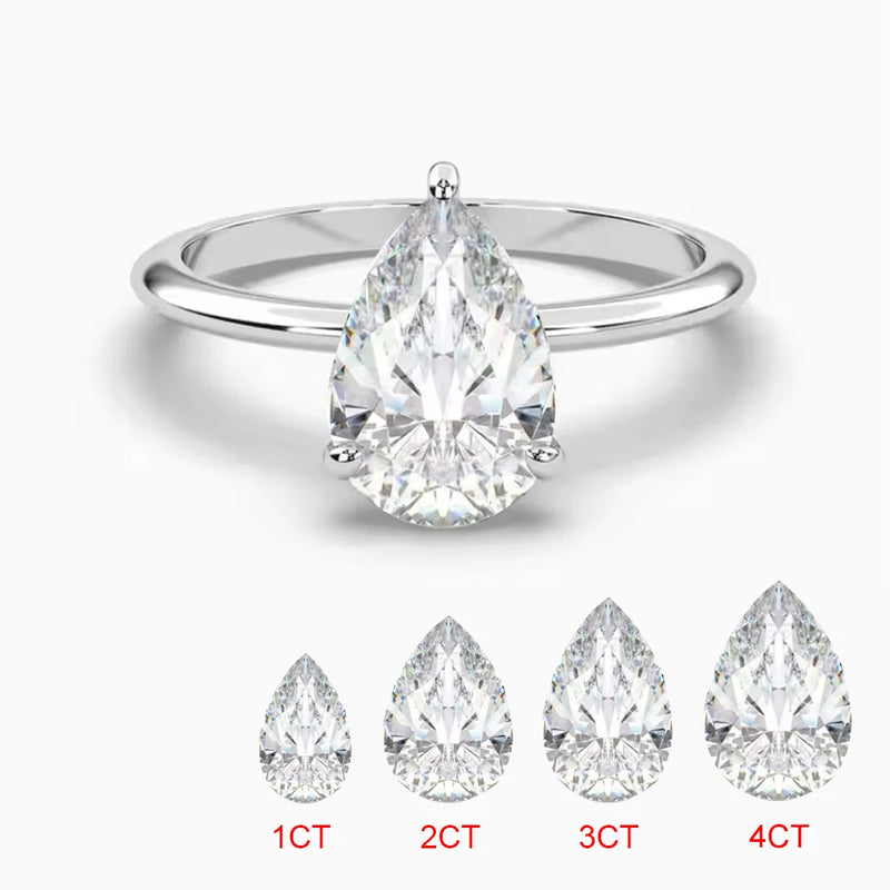 1-4 Carat Pear Cut D Color Moissanite Rings 925 Sterling Silver Waterdrop Diamond Ring Engagement Wedding Bands Jewelry with GRA