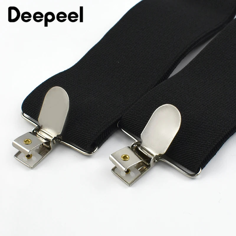 Deepeel Fashion 5cm Wide Adult Men's Suspenders 4 Clips Strap Adjust Elastic Men Braces Harness Man Suit Pants Belt Accessories