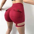 Cargo pocket fitness shorts women's tight leg loop sweatpants peach butt yoga pants