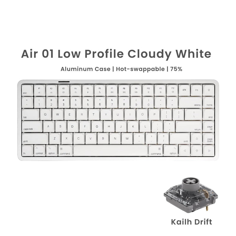 Akko Air 01 Mechanical Keyboard 75% 84-Key Mac Layout Custom Low Profile Hot-swappable RGB Tri-mode Keyboard Gasket Aluminum