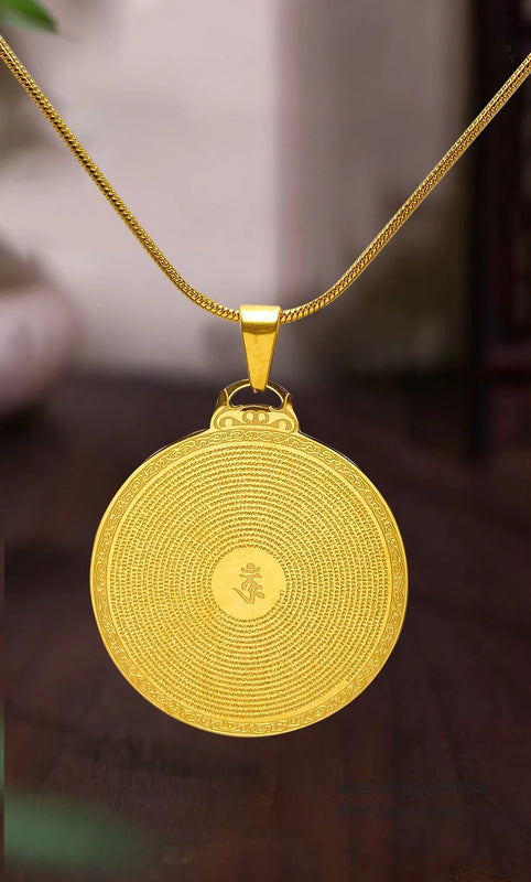 Vintage Stainless Steel Buddha Plaque Scripture Necklace Shurangama Mantra Tibetan Buddhist Vow Talisman Religious Party Jewelry