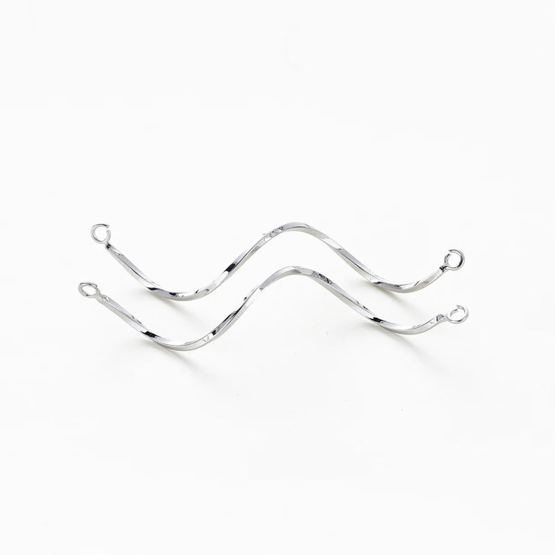 10Pcs 14K/18K Gold Color Plated Brass S-shaped Double Hanging Long Curved Band Charms Pendants for DIY Earring Accessories