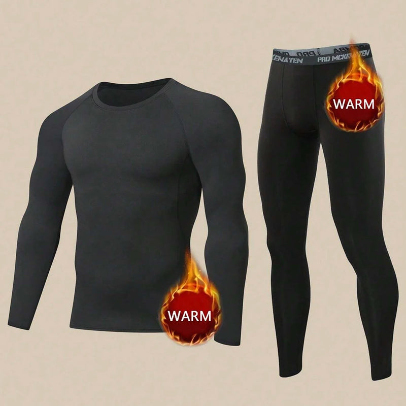 Winter Thermal Underwear Set For Men Keep Warm Long Johns Base Layer Sports Fitness Leggings Tight Undershirts Fleece Pajamas