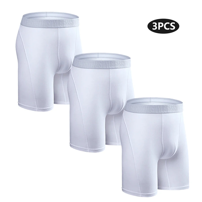 3pcs Long Boxers For Man Underware Lots Mens Underpants Cotton Men's Panties Family Boxershorts Boxer Sexy Male Shorts Calecon