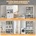 67" Food Pantry Storage Cabinet for Kitchen, White Freestanding Pantry with Charging Station, Door And Adjustable Shelves, Buffet Cabinet for Kitchen, Living Room, And Dining Room, Freestanding Tall Pantry with Microwave Shel