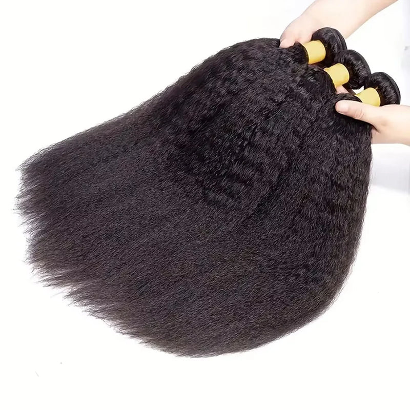 Raw Human Hair Bundles Kinky Straight Brazilian 3 4 Bundles 28 30 Inch Virgin Hair Extension For Women Coarse Yaki Weave Bundles