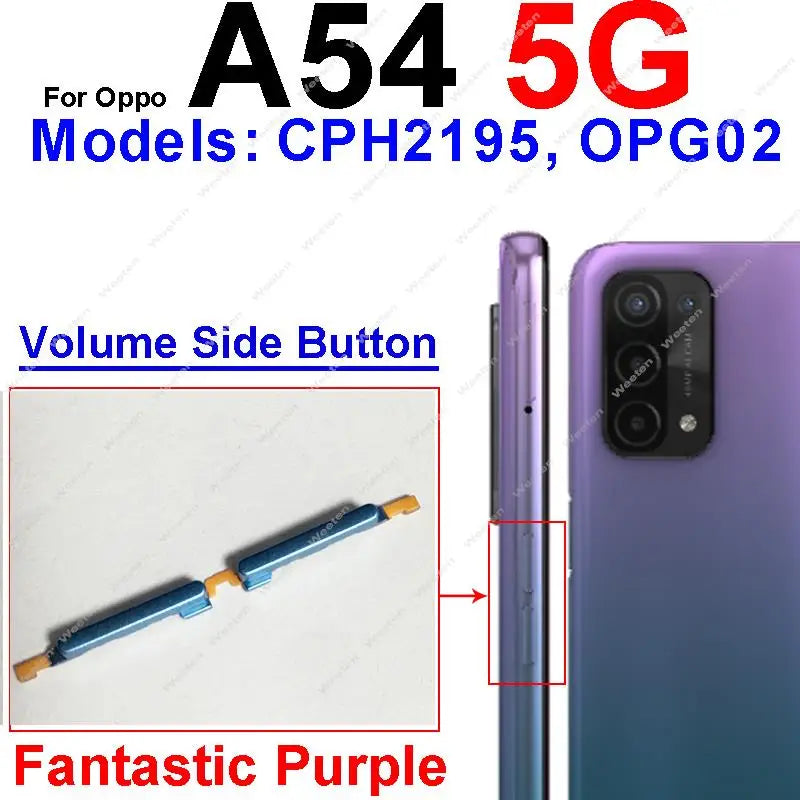 Power Button + Volume Side Button For OPPO A53 A53S A54 A54s A74 4G/5G Up Down Volume Power Side Keys Flex Cable Parts