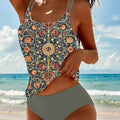 Women's Printed Boho Tankini Set High-Waist Two-Piece | SAMAG