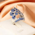 Creative Peacock 925 Silver Plated Ring for Women Bright Blue AAAA Zircon Open Adjustable Jewelry Silver Jewelry Wedding Ring