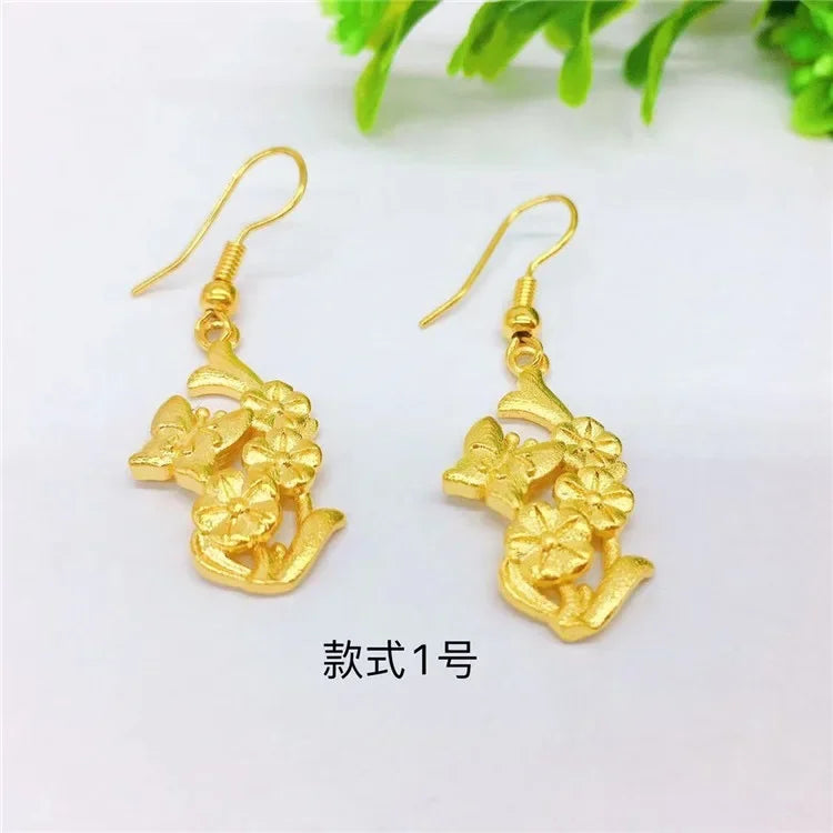 NovaGlod  24K real gold summer tassel earrings for women's fashion 9999 real gold earrings flower gold jewelry accessories