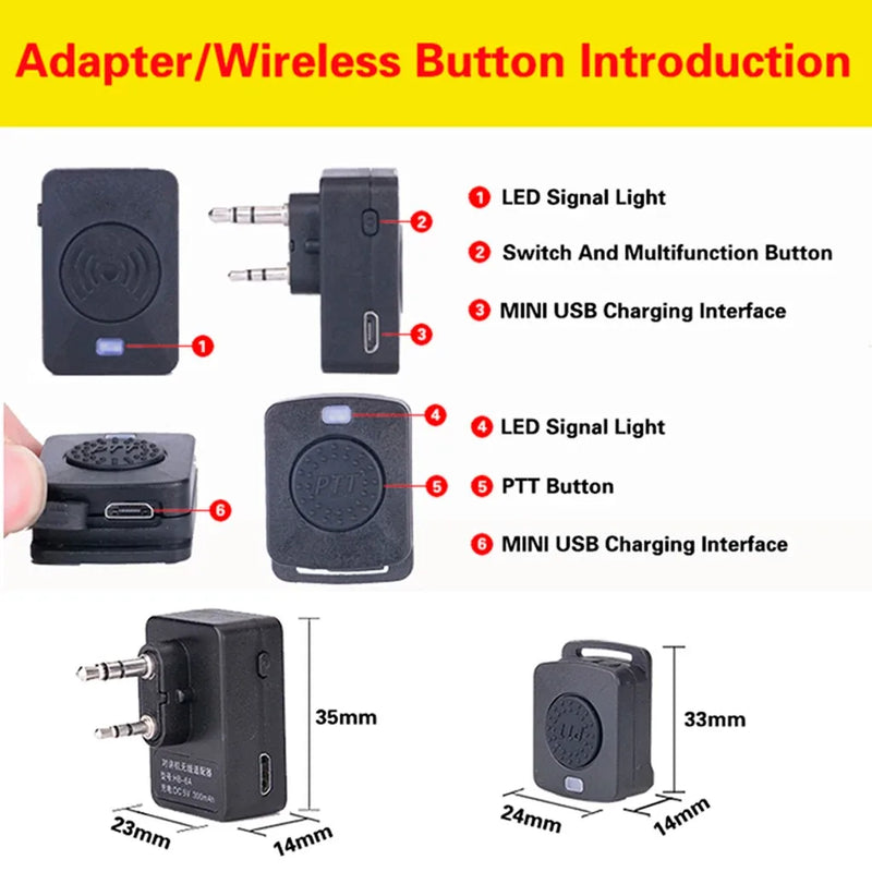 Walkie Talkie Wireless Headset Bluetooth Headsets Two Way Radio Headphone Earpiece Replacement for Baofeng 888S UV5R
