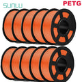 SUNLU PETG 3D Filament 1KG Biodegradable 1.75MM 10Rolls Bright Color Good Toughness Excellent Acid Alkali Weather Resistance
