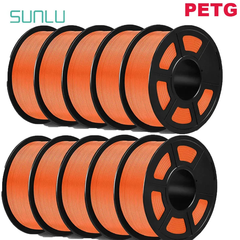 SUNLU PETG 3D Filament 1KG Biodegradable 1.75MM 10Rolls Bright Color Good Toughness Excellent Acid Alkali Weather Resistance