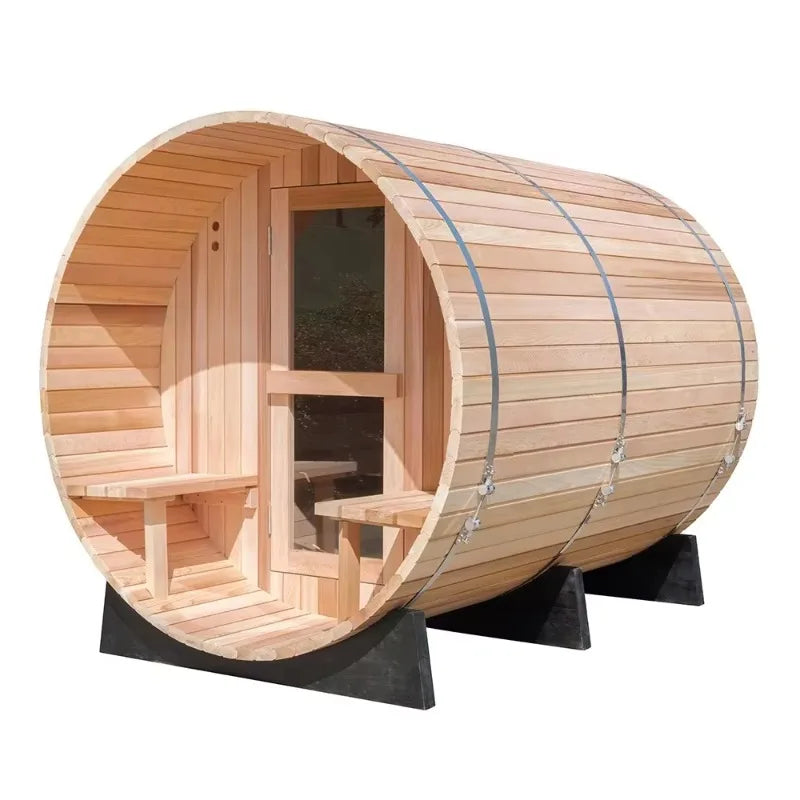 Wholesale Canadian Hemlock Red Cedar Traditional Solid Wood Eco Friendly Steam Sauna Tub for Villa Outdoor Custom